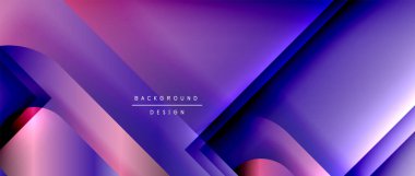 Çizgiler ve modern formlarla vektör geometrik arkaplan. Soyut yuvarlak şekiller, gölge ve ışık efektleri ile akışkan eğimli