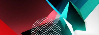 Düşük polyester 3 boyutlu geometrik şekiller, minimum soyut arkaplan. Kapaklar, afişler, el ilanları ve posterler için vektör illüstrasyonları