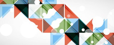 Geometrik soyut arkaplan. Tekno renk üçgen şekilleri. Kapaklar, afişler, el ilanları ve posterler ve diğer tasarımlar için vektör illüstrasyonu