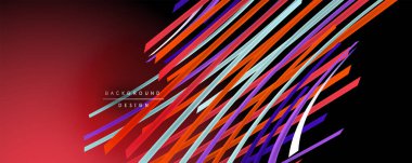 Soyut renkli çizgiler vektör arkaplanı. İnternet, büyük veri ve teknoloji bağlantıları kavramı, soyut şablon