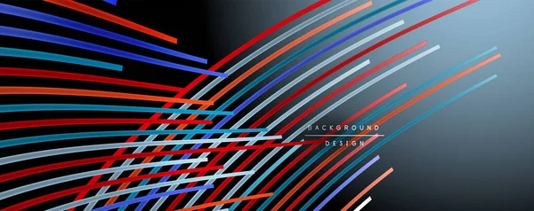 Soyut renkli çizgiler vektör arkaplanı. İnternet, büyük veri ve teknoloji bağlantıları kavramı, soyut şablon