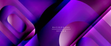 Çizgiler ve modern formlarla vektör geometrik arkaplan. Soyut yuvarlak şekiller, gölge ve ışık efektleri ile akışkan eğimli