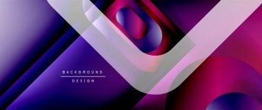 Çizgiler ve modern formlarla vektör geometrik arkaplan. Soyut yuvarlak şekiller, gölge ve ışık efektleri ile akışkan eğimli