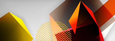 Düşük polyester 3 boyutlu geometrik şekiller, minimum soyut arkaplan. Kapaklar, afişler, el ilanları ve posterler için vektör illüstrasyonları