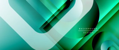 Çizgiler ve modern formlarla vektör geometrik arkaplan. Soyut yuvarlak şekiller, gölge ve ışık efektleri ile akışkan eğimli