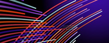 Soyut renkli çizgiler vektör arkaplanı. İnternet, büyük veri ve teknoloji bağlantıları kavramı, soyut şablon