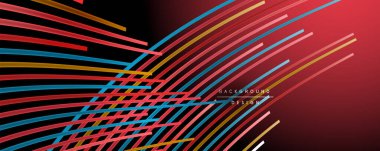 Soyut renkli çizgiler vektör arkaplanı. İnternet, büyük veri ve teknoloji bağlantıları kavramı, soyut şablon