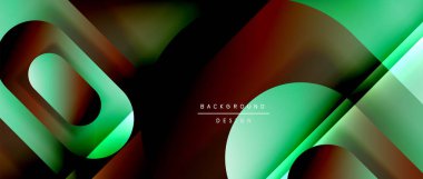 Çizgiler ve modern formlarla vektör geometrik arkaplan. Soyut yuvarlak şekiller, gölge ve ışık efektleri ile akışkan eğimli