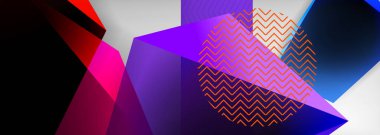 Düşük polyester 3 boyutlu geometrik şekiller, minimum soyut arkaplan. Kapaklar, afişler, el ilanları ve posterler için vektör illüstrasyonları