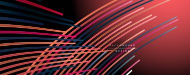 Soyut renkli çizgiler vektör arkaplanı. İnternet, büyük veri ve teknoloji bağlantıları kavramı, soyut şablon