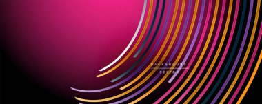 Soyut renkli çizgiler vektör arkaplanı. İnternet, büyük veri ve teknoloji bağlantıları kavramı, soyut şablon