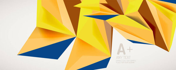 Vector triangle geometric backgrounds. Low poly 3d shape on light backdrop. Vector illustration for covers, banners, flyers and posters and other designs