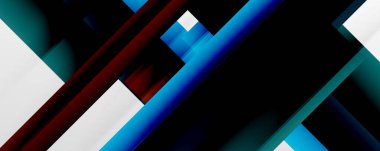 Gölge çizgileri, modern formlar, dikdörtgenler, kareler ve akışkan eğimlere sahip geometrik soyut arkaplanlar. Parlak renkli çizgiler serin arkaplanlar