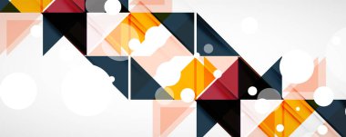 Geometrik soyut arkaplan. Tekno renk üçgen şekilleri. Kapaklar, afişler, el ilanları ve posterler ve diğer tasarımlar için vektör illüstrasyonu