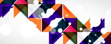 Geometrik soyut arkaplan. Tekno renk üçgen şekilleri. Kapaklar, afişler, el ilanları ve posterler ve diğer tasarımlar için vektör illüstrasyonu