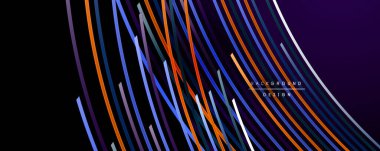 Soyut renkli çizgiler vektör arkaplanı. İnternet, büyük veri ve teknoloji bağlantıları kavramı, soyut şablon