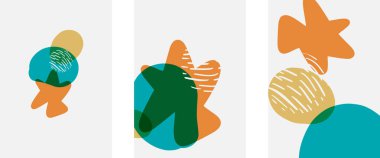 El çizimi karalama şekilleri, duvar resimleri, vektör soyut arka plan şablonları. A4 poster tasarımı veya kapaklar, afişler, broşürler için