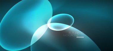 Neon elipsler soyut arkaplanlardır. Karanlıkta parlayan parlak yuvarlak şekiller. Kapaklar, afişler, el ilanları ve posterler ve diğer şeyler için vektör fütüristik çizimler