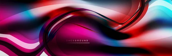 Vector abstract background, flowing liquid style bubble with metallic, color quicksilver chrome texture and color glow effects — Stock Vector