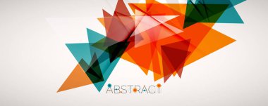 Geometrik soyut arkaplan. Renkli üçgen şekiller. Kapaklar, afişler, el ilanları ve posterler ve diğer tasarımlar için vektör illüstrasyonu