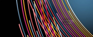 Soyut renkli çizgiler vektör arkaplanı. İnternet, büyük veri ve teknoloji bağlantıları kavramı, soyut şablon