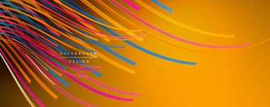 Soyut renkli çizgiler vektör arkaplanı. İnternet, büyük veri ve teknoloji bağlantıları kavramı, soyut şablon