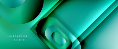 Çizgiler ve modern formlarla vektör geometrik arkaplan. Soyut yuvarlak şekiller, gölge ve ışık efektleri ile akışkan eğimli
