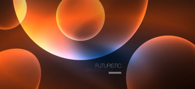 Neon elipsler soyut arkaplanlardır. Karanlıkta parlayan parlak yuvarlak şekiller. Kapaklar, afişler, el ilanları ve posterler ve diğer şeyler için vektör fütüristik çizimler