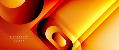 Çizgiler ve modern formlarla vektör geometrik arkaplan. Soyut yuvarlak şekiller, gölge ve ışık efektleri ile akışkan eğimli