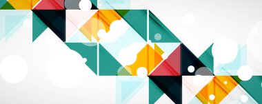 Geometrik soyut arkaplan. Tekno renk üçgen şekilleri. Kapaklar, afişler, el ilanları ve posterler ve diğer tasarımlar için vektör illüstrasyonu