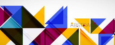 Geometrik soyut arkaplan. Tekno renk üçgen şekilleri. Kapaklar, afişler, el ilanları ve posterler ve diğer tasarımlar için vektör illüstrasyonu