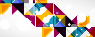 Geometrik soyut arkaplan. Tekno renk üçgen şekilleri. Kapaklar, afişler, el ilanları ve posterler ve diğer tasarımlar için vektör illüstrasyonu