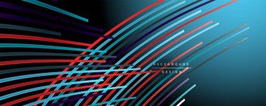 Soyut renkli çizgiler vektör arkaplanı. İnternet, büyük veri ve teknoloji bağlantıları kavramı, soyut şablon
