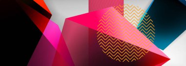 Düşük polyester 3 boyutlu geometrik şekiller, minimum soyut arkaplan. Kapaklar, afişler, el ilanları ve posterler için vektör illüstrasyonları