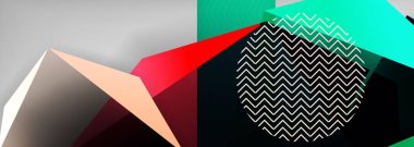 Düşük polyester 3 boyutlu geometrik şekiller, minimum soyut arkaplan. Kapaklar, afişler, el ilanları ve posterler için vektör illüstrasyonları