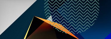 Düşük polyester 3 boyutlu geometrik şekiller, minimum soyut arkaplan. Kapaklar, afişler, el ilanları ve posterler için vektör illüstrasyonları