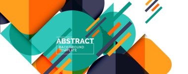 Üçgenleri ve daireleri olan temiz, minimal geometrik soyut bir arka plan. Kapaklar, afişler, el ilanları ve posterler ve diğer tasarımlar için vektör illüstrasyonu