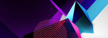 Düşük polyester 3 boyutlu geometrik şekiller, minimum soyut arkaplan. Kapaklar, afişler, el ilanları ve posterler için vektör illüstrasyonları