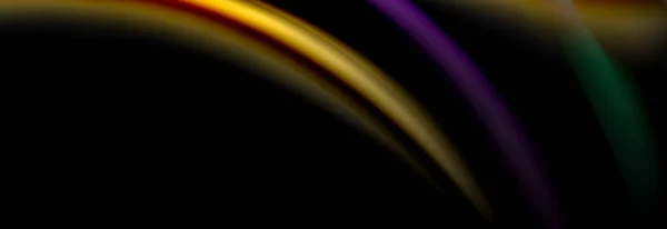 Dynamisk rörelse abstrakt bakgrund. Färg suddiga ränder på svart. Wave flytande linjer affisch. Vektorillustration — Stock vektor