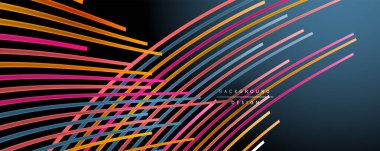 Soyut renkli çizgiler vektör arkaplanı. İnternet, büyük veri ve teknoloji bağlantıları kavramı, soyut şablon