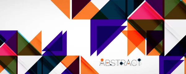 幾何学的抽象的背景。テクノカラー三角形。カバー、バナー、チラシやポスターや他のデザインのためのベクトルイラスト — ストックベクタ