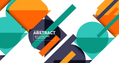 Üçgenleri ve daireleri olan temiz, minimal geometrik soyut bir arka plan. Kapaklar, afişler, el ilanları ve posterler ve diğer tasarımlar için vektör illüstrasyonu