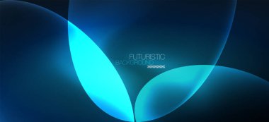 Neon elipsler soyut arkaplanlardır. Karanlıkta parlayan parlak yuvarlak şekiller. Kapaklar, afişler, el ilanları ve posterler ve diğer şeyler için vektör fütüristik çizimler