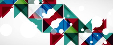 Geometrik soyut arkaplan. Tekno renk üçgen şekilleri. Kapaklar, afişler, el ilanları ve posterler ve diğer tasarımlar için vektör illüstrasyonu