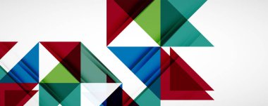 Geometrik soyut arkaplan. Tekno renk üçgen şekilleri. Kapaklar, afişler, el ilanları ve posterler ve diğer tasarımlar için vektör illüstrasyonu