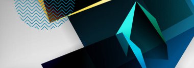 Düşük polyester 3 boyutlu geometrik şekiller, minimum soyut arkaplan. Kapaklar, afişler, el ilanları ve posterler için vektör illüstrasyonları