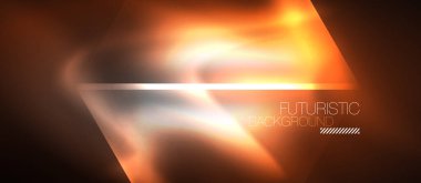 Neon geometrik soyut arkaplan. Karanlıkta parlayan ışık efektli üçgenler. Kapaklar, afişler, el ilanları ve posterler için vektör illüstrasyonuName