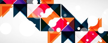 Geometrik soyut arkaplan. Tekno renk üçgen şekilleri. Kapaklar, afişler, el ilanları ve posterler ve diğer tasarımlar için vektör illüstrasyonu