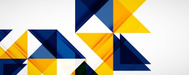 Geometrik soyut arkaplan. Tekno renk üçgen şekilleri. Kapaklar, afişler, el ilanları ve posterler ve diğer tasarımlar için vektör illüstrasyonu