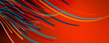 Soyut renkli çizgiler vektör arkaplanı. İnternet, büyük veri ve teknoloji bağlantıları kavramı, soyut şablon